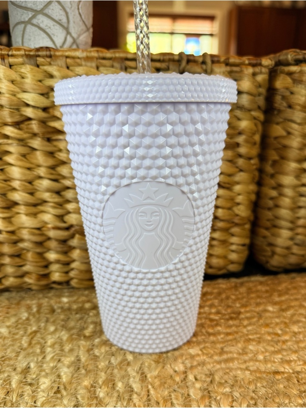 Starbucks 16 ounce Logo White Studded Reusable Tumbler with Straw
